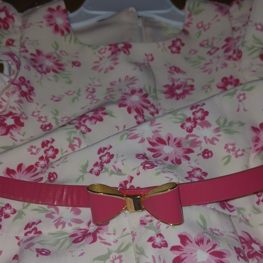 btween Girl White and Pink Floral Jumpsuit Size 7 - Picture 3 of 3